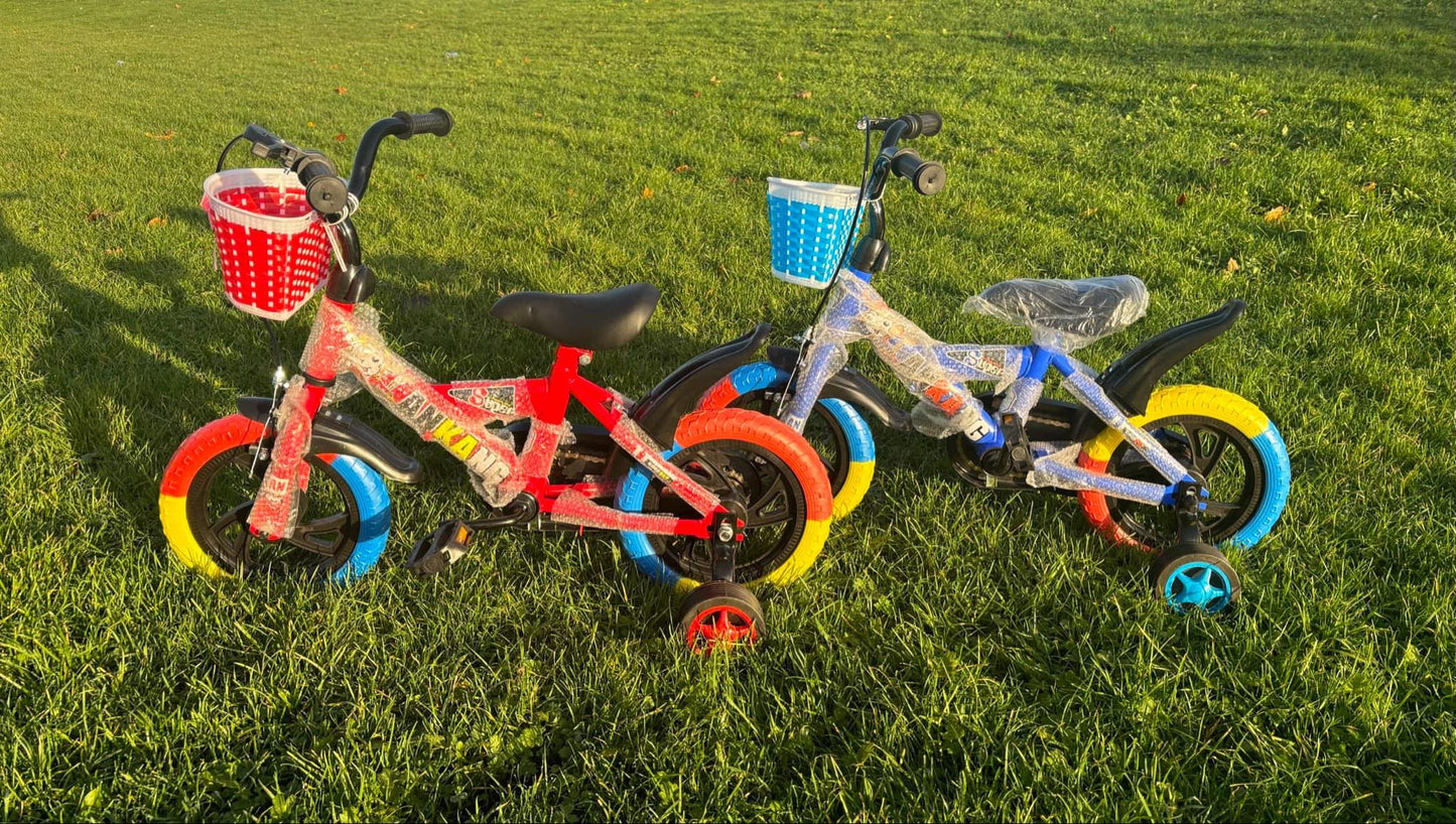 10 Inch Children City Bike with Training Wheels Red and Blue