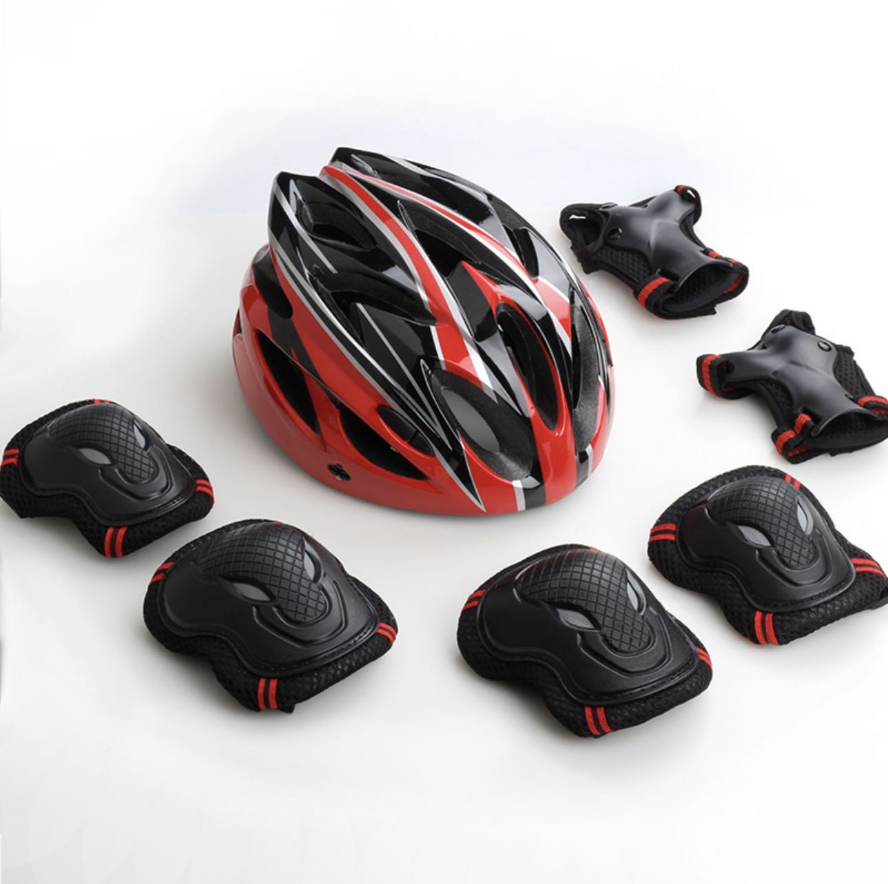 bike helmet pads & gloves 7 piece set 7-Piece Kids Professional Protection Set: High-Impact Red Helmet, Knee –  Kidsoutdoor