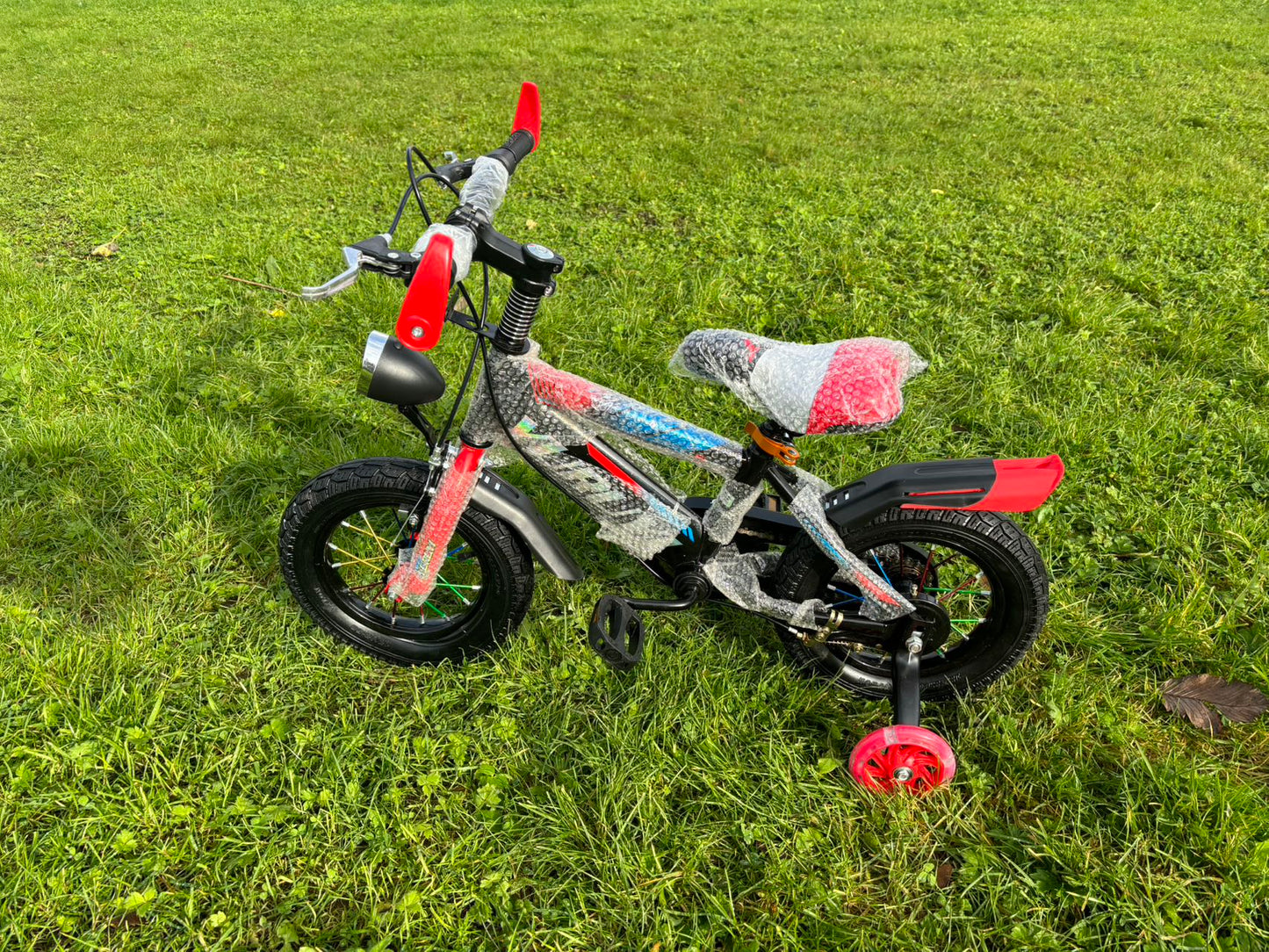 12'' Inch Children City Bike with LED Lights, Trainning Wheels Yellow and Red