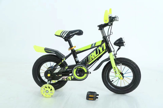 12'' Inch Children City Bike with LED Lights, Trainning Wheels Yellow and Red