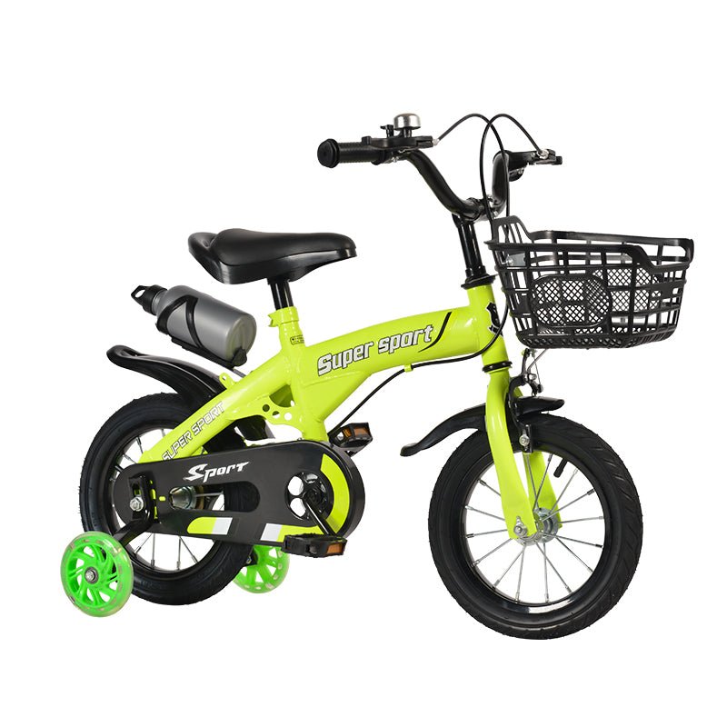 12", 14", 16", 18" Beginner Kids Mountain Bike with Training Wheels White Green Orange Pink