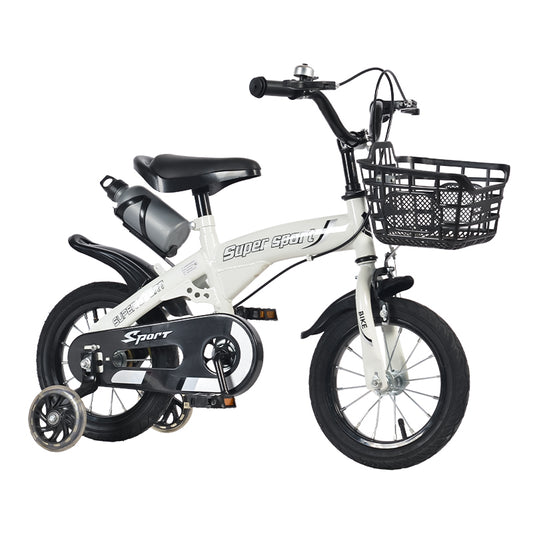 12", 14", 16", 18" Beginner Kids Mountain Bike with Training Wheels White Green Orange Pink