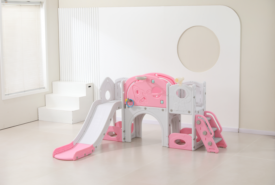 8-in-1 Castle Adventure: L-Shaped Toddler Slide & Discovery Playset